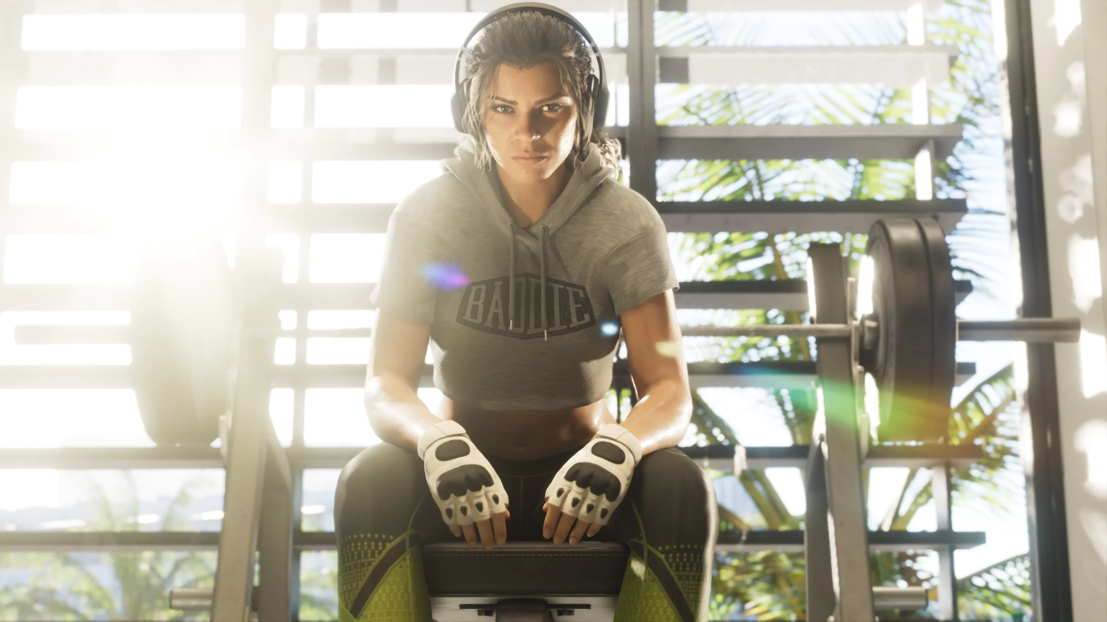 Lucía Caminos entrenando en un gimnasio al aire libre